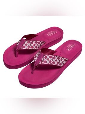 Coach Jessalyn flip-flops bright fuchsia pink size 8